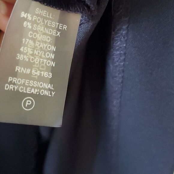 Tommy Hilfiger Elegant Navy Blue Crepe Sheath Dress Lace Bell Sleeve Size 12 - Picture 7 of 11